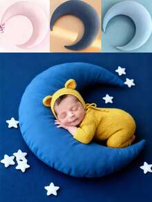 Newborn Moon Pillow, Baby Photography Props For Milestone Shoots, Infant Moon Pillow Cushion, Professional Newborn Photography Props/Baby Bed Soothing Mat - 彩色 - 查看 1