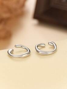 2pcs Minimalist Round Geometric Ear Cuffs, Suitable For Daily Wear For Women - Multicolor - View 6