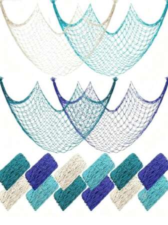 1pc Fish Net Decoration, For Mermaid, Pirate, Nautical, Underwater Themed Party And Hawaiian Luau Beach Party Decoration Room Decor Summer Home Decors