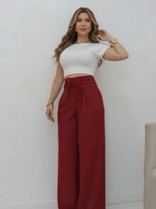YING ZI Louis Twill II Wide Leg Tailored Dress Pants - Redwood - View 2