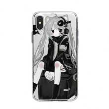 Anime Cat-Ear Girl  Case – kawaii cartoon wrap Fits every Apple size: 17 / 16 series / 15 series / 14 series / 13 series / 12 series / 11 Pro-Max / 8 / X / XS Smudge-proof, fashion-cute, -drop ready. - Plateado - Ver 6