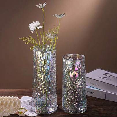 1 pieza Nuevo Jarrón de Vidrio Vintage con Rosa y Bambú de la Suerte, Maceta Transparente para Flores, Decoración Elegante y Sencilla para Mesa