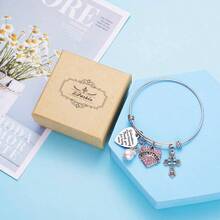 LParkin Pulsera de madrina Godmothers are a Blessing Thank You Being Mine pulsera de acero inoxidable para regalo de madrina, 8 5 inch, Metal - inicial - Ver 7