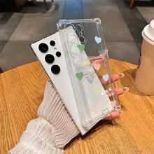 Funda de Teléfono con Ranura para Foto y Patrón de Corazones Coloridos, Adecuada para S22, S23, S24, A26, A36, A56, A42, A52, A72, A73, A33, A70, A25, S21 5G, S22 5G, S24, S23 Ultra - Diseño de Cobertura Completa Resistente a los Golpes y a la Moda - Colores mixtos - Ver 6