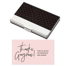 Stainless Steel & PU Leather High-End Blue & White Porcelain Embossed Diamond Business Card Holder