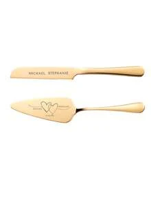 1pc/2pcs Custom Stainless Steel Cake Cutter Set, Wedding Cake Set, Suitable For Weddings, Birthdays, Anniversaries, Graduation Ceremonies, Bachelor Parties, Wedding Souvenirs, Multi-Functional,Anti-Mold,Ornamental,Exquisite,Stylish,High-Quality,Adorable,Modern,Custom,Unique,Personalized,