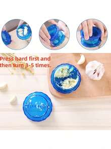1pc Portable Small-Sized Transparent Blue Plastic Garlic Chopper, Multi-Functional Kitchen Gadget With Built-In Grinder, Durable Food Prep Tool, Easy-To-Clean Vegetable Mincer, Compact Storage Container, Reusable Cooking Accessory, Efficient Garlic Crusher, Ideal For Christmas Decorations, New Year Daily Cooking & Holiday Meal Prep Scenes - Multicolor - View 4