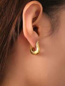 YUNCHUN 14K Gold Plated Hoop Earrings, Minimalist Teardrop Earrings, Hypoallergenic Fashion Jewelry For Daily Wear - Gold - View 5