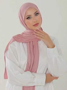 1件装女士加大码针织头巾，柔软纯色优质棉质针织发带，适合穆斯林日常佩戴，斋月和开斋节期间也可佩戴。