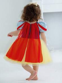 Váy có mũ trùm đầu, Váy công chúa dự tiệc sinh nhật, dạ hội, bé gái, tay bồng, chân váy phồng bằng vải tuyn vàng, nơ, ren, ruy băng, biểu diễn sân khấu, váy thanh lịch, hàng mới về mùa thu/đông - Nhiều màu - Xem 4