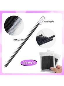 300 piezas/100 piezas Toallitas desechables para remover pestañas postizas, palitos de limpieza de pestañas, hisopos de limpieza extendidos, herramientas para extensiones de pestañas, empaquetados - Multicolor - Ver 3