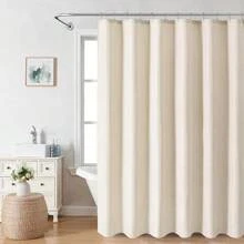 New Thick Linen Fabric Textured Shower CurtainLuxury Heavy Duty Waterproof Polyester Cloth Shower Curtains For Bathroom Hotel Quality 72 X 72 Inches Beige/Cream - BeigeCream - View 6