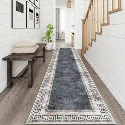 1pc Minimalist Luxury Style Long Hallway Carpet, Living Room Decorative Carpet, Suitable For Stairs, Hallway, Laundry Room, Kitchen