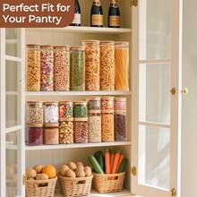 32oz 6PCS Round Airtight Glass Food Storage Jars, Clear Glass Food Storage Container With Bamboo Lid, Stackable Spice Jar, Kitchen Canister For Sugar, Tea, Coffee Bean, Pasta, Oat, Spice - Clear - View 9
