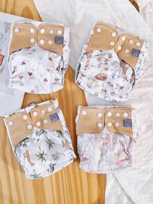 4PCS Baby Cloth Diapers Adjustable Washable Reusable For Baby Girls And Boys - Multicolor - View 14