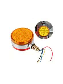 圆形双面底座灯 38LED 琥珀红色刹车转向标志尾灯，带螺柱安装，适用于 Mack Kenworth Freightliner 卡车拖车 - 彩色 - 查看 9