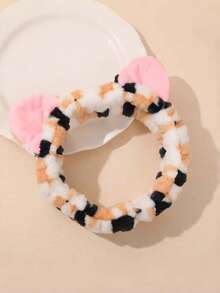 1 pieza/1 set (Diadema - 1 pieza + Muñequera - 2 piezas) Diadema con orejas de gato a lunares y rayas, muñequera multifuncional impermeable para lavarse la cara, maquillaje y cuidado de la piel, decoración del hogar y del baño, decoración de otoño, vuelta al colegio, cabello