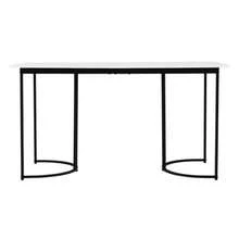 Dining Table 140 X 80 Cm (1 Piece), Modern Kitchen Table, Metal Frame, Rectangular Dining Table With Modern Marble Pattern, Kitchen Table With Adjustable Legs For Dining Room/Living Room, White/Black - White - View 7