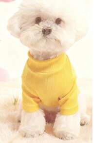 1件狗狗可爱爱心图案睡衣，适合泰迪犬和小型犬，秋冬季 - 芥末黃 - 查看 14