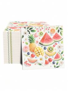 20pcs/40pcs/60pcs/Set Soft Square Fruit Patterned Napkins, 2-Ply, 33cm*33cm Opened, Suitable For: Wedding, Tea Party, Birthday Party Decoration, Party Decoration, Party Supplies, Holiday Decoration, Holiday Supplies - Multicolor - View 7