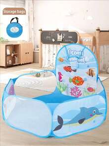 4ft/120cm Foldable Children Ball Pit Tent With Basketball Hoop, Portable Fun Toy, Suitable As Children's Birthday/Easter Gift - Multicolor - View 16