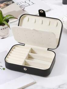 1个旅行首饰盒，小型PU皮革首饰收纳盒，适合女性和女孩，便携式双层迷你首饰盒，可收纳耳环、戒指、项链，带可拆卸隔板，多功能首饰整理盒 - 彩色 - 查看 14