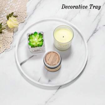 Dressing Table Tray, Perfume Tray, Bathroom Storage, Mirror Storage, Soap Box, Bath And Body Wash Storage, Round Tray Decoration, Suitable For Bathroom, Toilet, Water Tank, Bedroom, Kitchen Countertop, Jewelry Storage, Dressing Table Tray, Candle Aromatherapy, Lotion Bottle, Cosmetics Organizer, Valentine's Day Bathroom Decoration, Desktop Storage Organizer