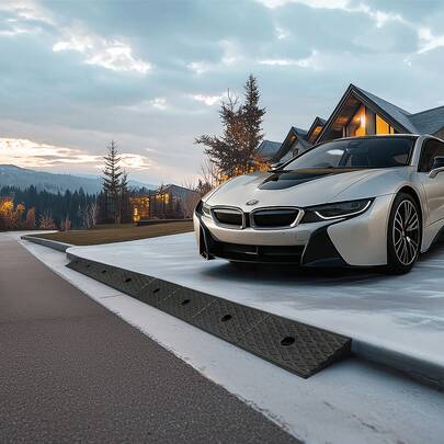Rampa de goma para entrada de vehículos (2 unidades, 1477 kg, 5 cm de altura)