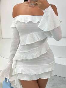 Vestido corto blanco para mujer, elegante, grácil, joven, fashionable, dulce, etéreo, lujoso, ideal para fiestas de té por la tarde, uso en exteriores, cumpleaños, fiestas de club, celebraciones de Año Nuevo - Blanco - Ver 7