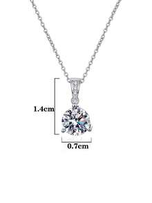 1pc Luxury 925 Sterling Silver 1 Carat 6.5mm Moissanite Necklace, Suitable For Women's Daily Wear, Party, Vacation, Valentine's Day, Mother's Day, Wedding Anniversary, Birthday, New Year Gift - XL0014M - View 4