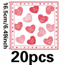 20张粉色心形一次性纸巾，情人节主题装饰 - 彩色 - 查看 8
