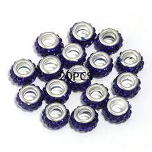 20pcs European Style Rhinestone Beads, Large Hole Shiny Pendant Beads, Round Beads, Spacer Beads, Suitable For Necklace, Earrings, Bracelet And Other Crafts (White) DIY Bracelet Jewelry Necklace Accessories - Large Diamond-set Hole - View 17
