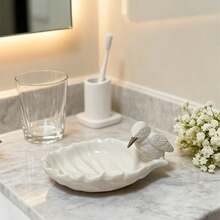 1 件手绘陶瓷天鹅、蝴蝶、贝壳皂盒，适用于厨房、浴室、阳台台面、装饰性肥皂架 - 彩色 - 查看 17