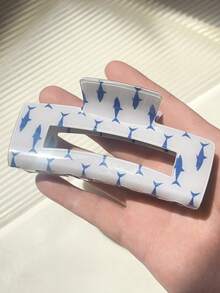 1个鲨鱼图案方形镂空大号发爪夹 - 女士耐用发夹，适用于马尾辫和盘发，时尚派对发饰，节日礼物 [款式随机发货] 女士发饰 - 彩色 - 查看 2