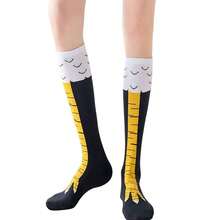 Men's Mid-Calf Mixed Color Socks With Rooster Claw Or Duck Claw Print Pattern, Suitable For Wearing At Gym, Home Or Parties - Multicolor - View 13