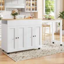 Modern Extendable Bar Table (118-180*50*94 Cm), Extendable Dining Table With Storage Function, Equipped With Six Shelves, Can Be Used As A High Table/Small Dining Table, Suitable For A Dining Room Or Living Room Divider, White. - trắng - Xem 3