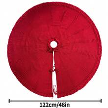 1pc 24/36/48 Inch Bowknot Christmas Tree Skirt, Burgundy/White, Christmas Tree Base Decoration, Create Holiday Atmosphere, Suitable For Christmas Decoration, Holiday Decoration And Home Decor - Multicolor - View 13