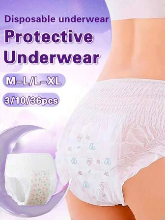 3/10/36 piezas, Ropa interior protectora, Ropa interior absorbente, Ropa interior menstrual, Ropa interior cómoda, Ropa interior protectora, Super absorbente, Ropa interior desechable, Fresca y cómoda, Barrera protectora 3D, Toalla sanitaria, A prueba de fugas, Transpirable, Altamente absorbente, Elimina los olores, Duerme profundamente toda la noche, Ropa interior menstrual a prueba de fugas, Ropa interior absorbente, Adecuada para viajes de negocios, Menstruación, Posparto, Cuidados postoperatorios y viajes.