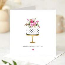送给她的生日贺卡，女性生日贺卡，朋友、姐妹、阿姨、侄女的生日贺卡，蛋糕贺卡 - 彩色 - 查看 2