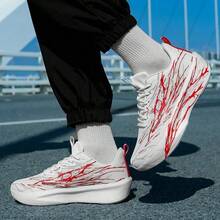 Blitz- und Sternenhimmel Design Herren Sportlaufschuhe, Damen Trainingsschuhe in Große Größen - Rot - Übersicht 8