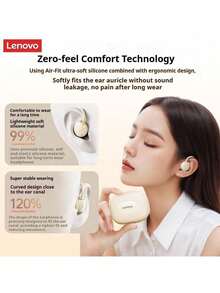 Lenovo EA370 Bone Conduction Bluetooth Headphones: Open-Ear Design, Long Battery Life, High-Quality Sports Audio, Surround Sound, Bluetooth 5.4 DPW, Directional Sound Focus, No Sound Leakage, Smart Noise Cancellation. - Black - View 2