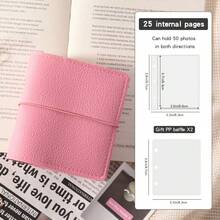 Mini Instant Camera Soft Leather Pocket Photo Album, 25 Sheets 50 Pages Refillable Mini Album With 3-Ring Transparent Photo Card Loose-Leaf Holder, Idol/Star Fan Card, Couple Photo, Portable Collection Book, Card Album, 3-Inch Photo High-Quality Loose-Leaf Photo Album - Multicolor - View 16