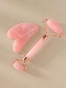 2pcs/Set Face Gua Sha Massage Tool Kit: 1pc Double-Head Massage Roller, 1pc Heart-Shaped Gua Sha Board, Face Massage Can Reduce Puffiness, Soothe And Smooth Skin, Leaving Radiant Complexion. - Multicolor - View 5