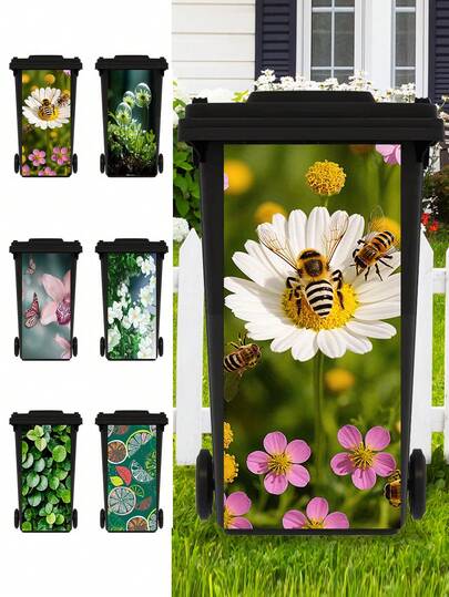 3D Färgglada Blommor, Gardenia, Påfågel, Uggla Sopkorgsklistermärke Vattentät PVC Utomhus Sopkorg Sopkorg Poster Skalbar Och Klistra 4 Storlekar