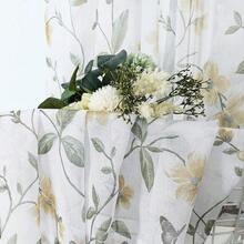 Tollpiz Sheer Floral Curtain Valance Yellow Flower Butterfly Printed Bedroom Curtain Valances Rod Pocket Voile Faux Linen Window Valance Curtains For Living Room, 54 X 16 Inches Long, Set Of 1 Panel,54inchWx16inchL(Packof1),Yellow - Màu vàng - Xem 6