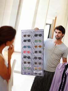 壁挂式毛毡眼镜收纳架 - 多口袋悬挂式眼镜整理架，可收纳太阳镜、老花镜、安全眼镜，节省空间，取用方便，整洁有序，适合戴眼镜人士、上班族、学生、玄关、卧室、办公室等场所，是新年整理和返校必备。 - 彩色 - 查看 7