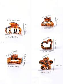 5pcs/Set Medium Amber Color Hair Claws, Tortoiseshell Elegant Hair Clips Set Winter Hair Accessories Elegant Claw Clips
