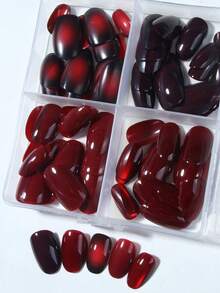 96 miếng (4 kiểu khác nhau) Miếng dán móng tay ngắn hình bầu dục bóng loáng phong cách Y2K, thiết kế mắt mèo pha lê đỏ, chất liệu acrylic, thiết kế nghệ thuật móng tay ngắn, vừa vặn hoàn hảo, miếng dán móng tay mắt mèo đỏ giúp đầu ngón tay bạn tỏa sáng rực rỡ, phù hợp cho phụ nữ sử dụng hàng ngày đi làm và dự tiệc. - Xem 4