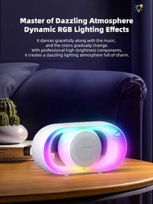 Altavoz Bluetooth inalámbrico de escritorio portátil con luces RGB de colores, compatible con emparejamiento TWS, tarjeta TF, reproducción USB, estéreo, adecuado para exteriores, hogar, camping, fiesta y subwoofer