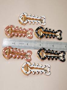 6 buc/set agrafe metalice cu buline și ulei în formă de os de pește, agrafe drăguțe cu breton, accesorii versatile pentru păr, cleme de aligator, cleme cu gheare, agrafă de păr, agrafe de păr - Multicolor - Vizualizare 2
